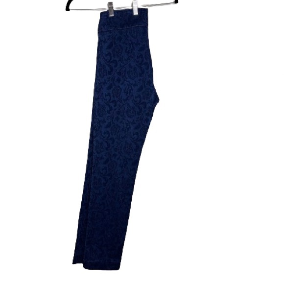 Lisette of Montreal Blue Floral Mid-Rise Tummy Panel Leggings, Size 8 - Picture 2 of 8